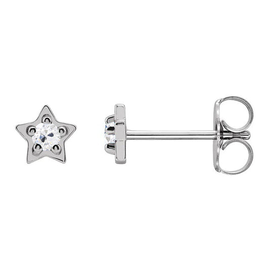 Star Style Real Natural Earth Mined Diamond Stud Earrings Round Old Cut 1 Carat White Gold