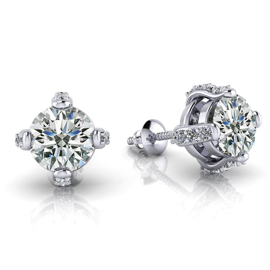 Stud Earrings 4.60 Ct Sparkling Round Cut Real Diamonds