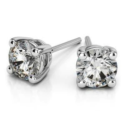 Stud Genuine Diamond 3 Carats Earring White Gold 14K