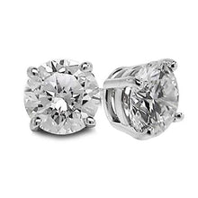 Stud Women Earring White Gold 14K Prong Set Round Diamond 1.90 Ct.