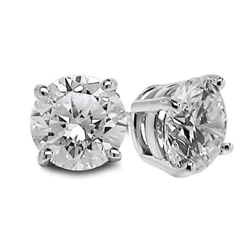 Stud Women Earring White Gold 14K Prong Set Round Diamond 1.90 Ct.