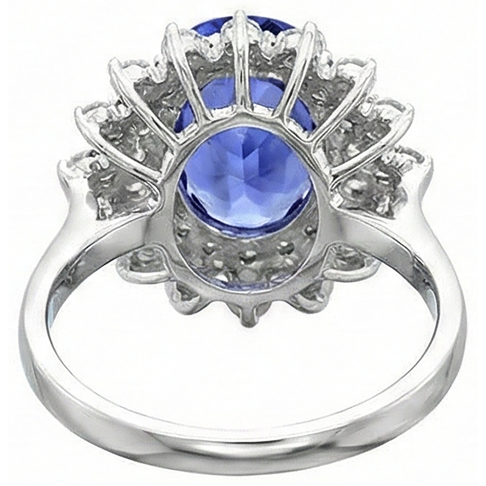 Tanzanite Round Natural Earth Mined DIAMOND ( NOT LAB GROWN ) 3.75 Carat Ring White Gold 14K