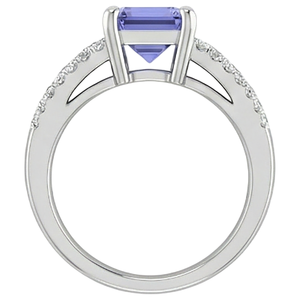 Tanzanite With Natural Earth Mined Diamonds 15.50 Carats Wedding Ring Gold White 14K New