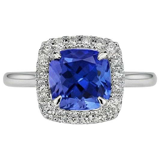Tanzanite With Natural Earth Mined Diamonds 7.75 Ct Wedding Ring White Gold 14K