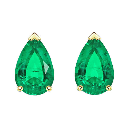 Emerald Gemstone Earring 2-ct 14K Two Tone Gold – main view