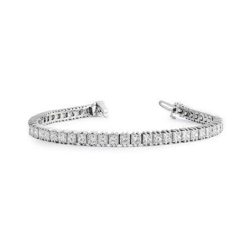 Tennis Bracelet 12.60 Carats Princess Cut Sparkling Real Diamonds WG