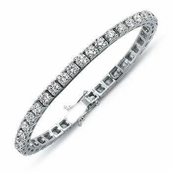 Tennis Bracelet 7.40 Carats Genuine Round Brilliant Cut Diamond 14K White Gold