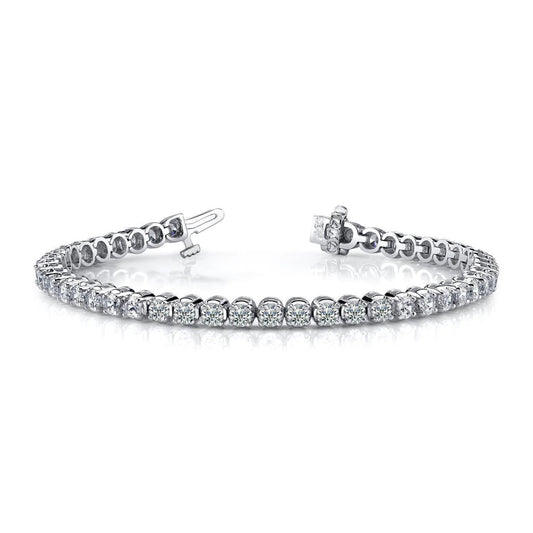 Tennis Bracelet Round Cut Real Diamonds White Gold 14K 8.10 Carats