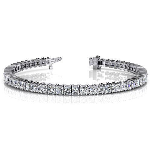 Tennis Bracelet Wg 14K Real Princess Cut Sparkling 11 Carats Diamonds