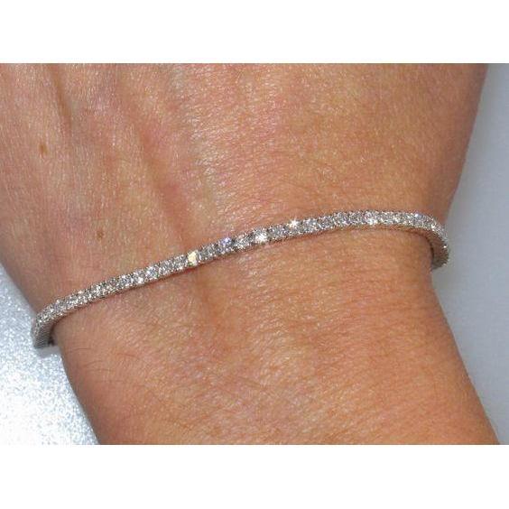 Tennis Bracelet White Gold 14K 10.50 Carats Gorgeous Round Genuine Diamonds