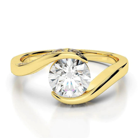 Tension Like Natural Diamond Engagement Ring 2.40 Carats Yellow Gold Jewelry