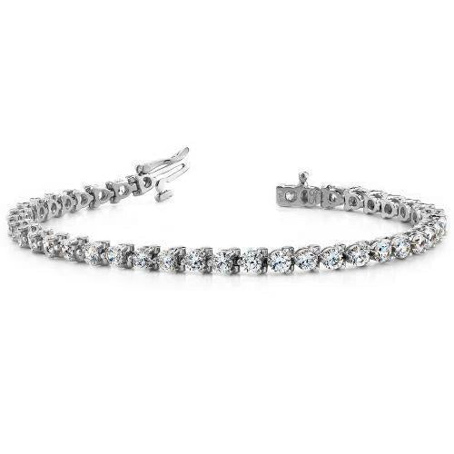 Three Round Natural Earth Mined Diamond Tennis Bracelet White Gold Fine Jewellery 8 Ct.