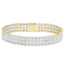 Three Row 30 Carat Small Genuine Diamonds Men's Bracelet Yellow Gold 14K