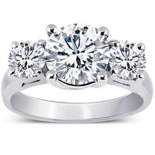 Three Stone 1.70 Carats Real Diamonds Anniversary Ring Gold White 14K