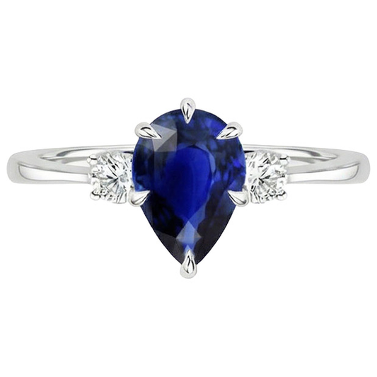 natural round sapphire 3ct ring profile view