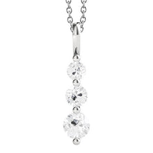 Three Stone Diamond Pendant Prong Set Round Real Old Miner 2.50 Carats