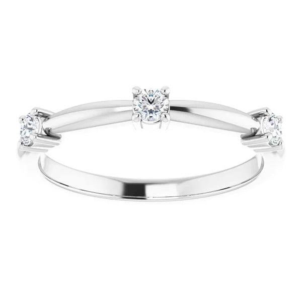 Three Stone Diamond Ring 0.90 Carats Real 14K White Gold Jewelry