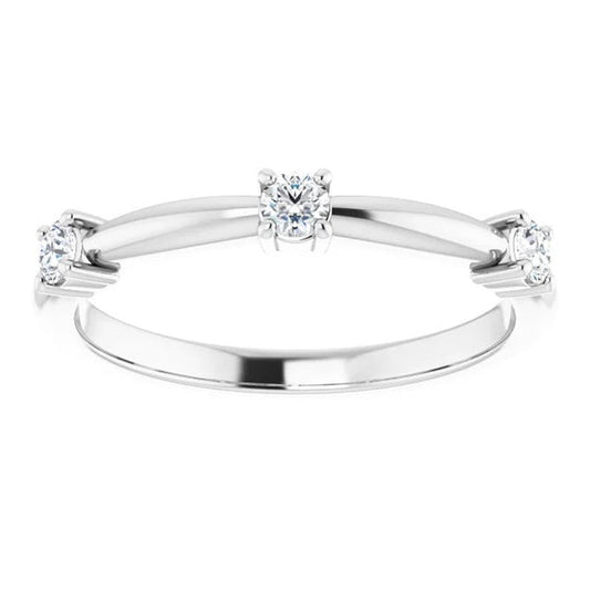 Three Stone Diamond Ring 0.90 Carats Real 14K White Gold Jewelry