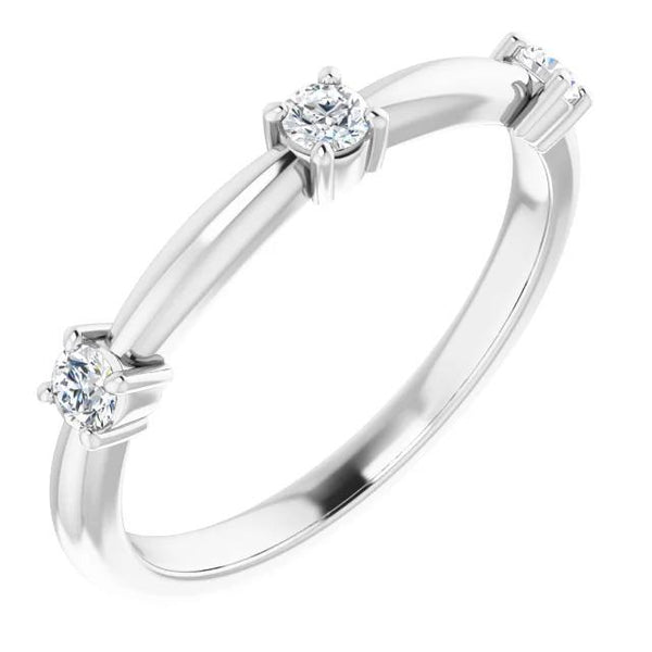 Three Stone Diamond Ring 0.90 Carats Real 14K White Gold Jewelry