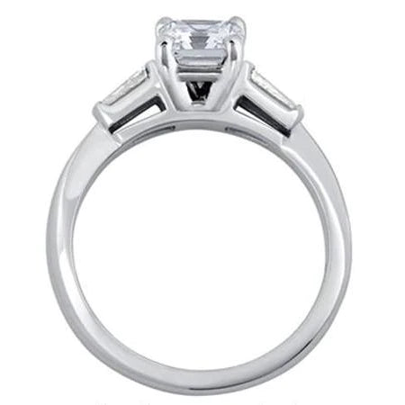 Three Stone Emerald And Baguette Cut Real Diamond Ring 1.61 Carats