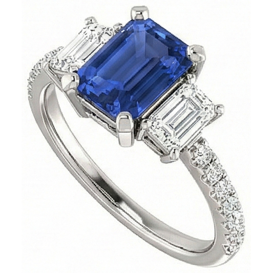 natural emerald sapphire 4.50ct ring front view