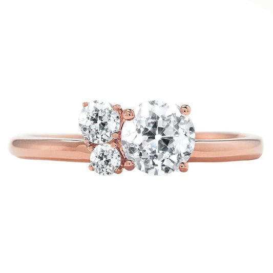 Three Stone Engagement Ring Round Old Mine Cut Natural Diamonds 1.25 Carats