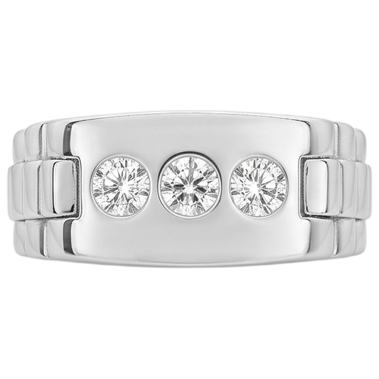 Three Stone Gypsy Men's Ring Gents 1.50 Carats Round Genuine Natural Earth Mined Diamonds