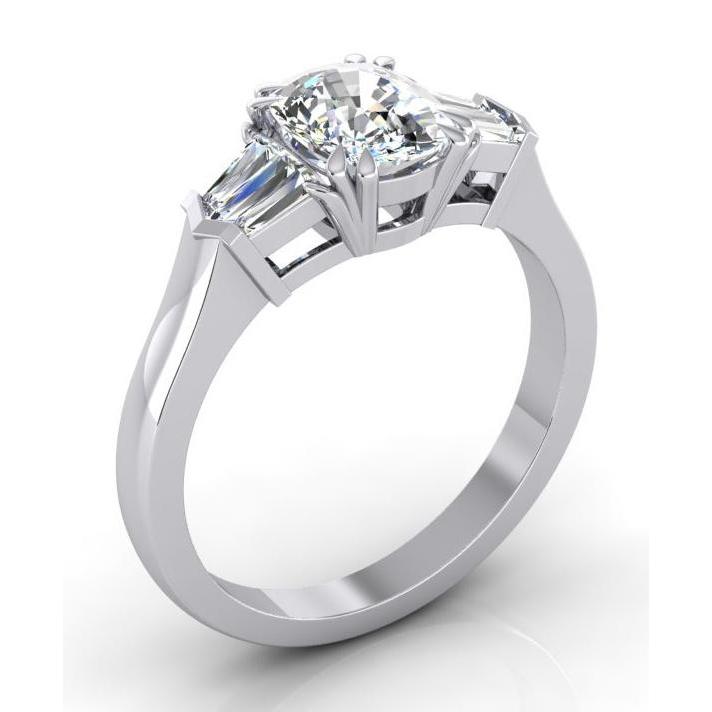 Three Stone Natural Diamond Anniversary Ring 1.65 Carat White