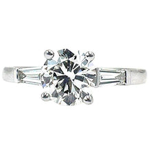 Three Stone Natural Diamond Engagement Ring 2.11 Ct White Gold 14K