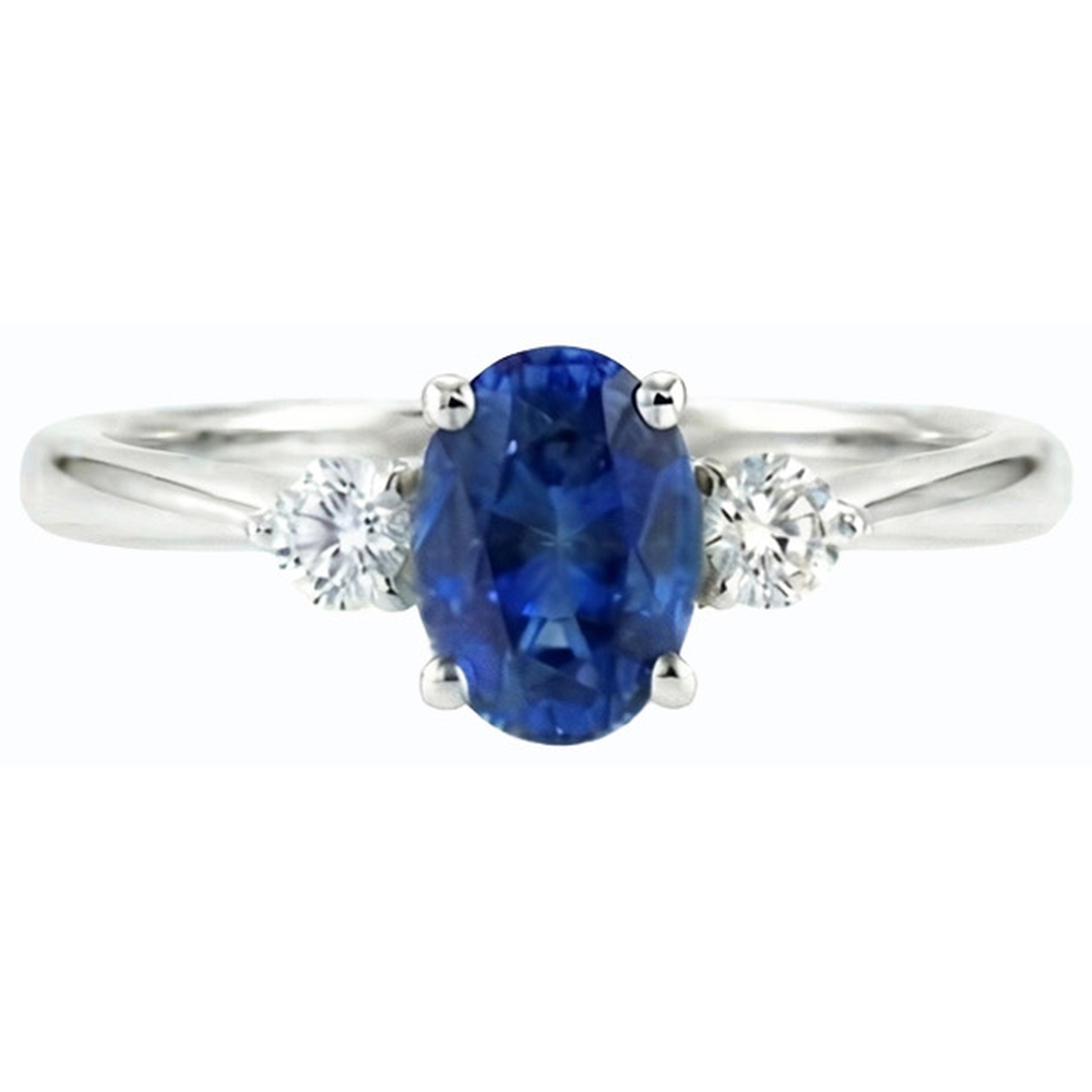 natural round sapphire 2.50ct ring profile view
