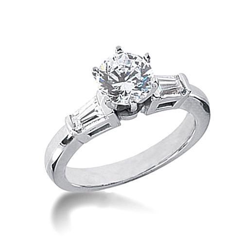 Three Stone Real Diamond Ring 1.85 Ct White Gold 14K New Prong Set