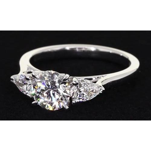 Three Stone Real Engagement Ring 4 Prong Set Jewelry 2 Carats 3
