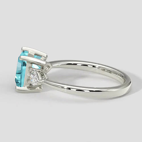 Three-Stone Cushion Paraiba Engagement Ring
