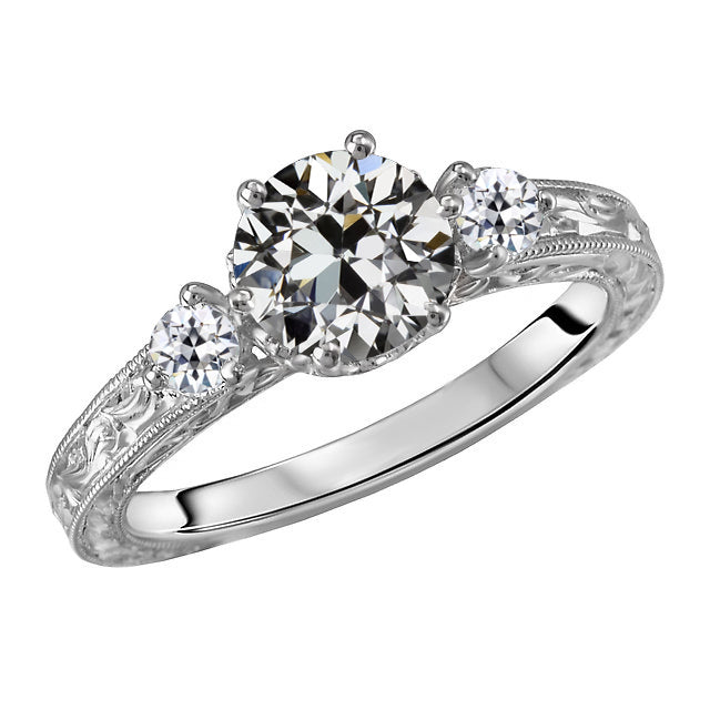 Authentic Brilliant Diamond 3-Stone Ring 2 ct 14 Karat White Gold – main view