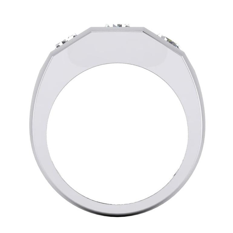 Three Stone Men's Ring Lab Grown Round Diamonds 14K Gold