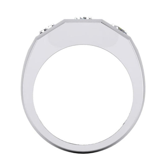 Three Stone Men's Ring Lab Grown Round Diamonds 14K Gold