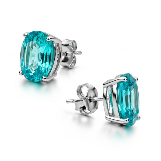 natural oval paraiba tourmaline 1.50ct earring side angle