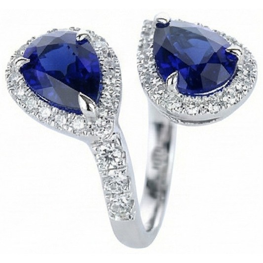 IGI CERTIFIED Toi Et Moi Ring Halo Sapphire Ring
