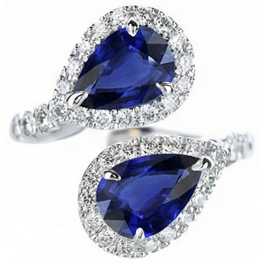 IGI CERTIFIED Toi Et Moi Ring Halo Sapphire Ring