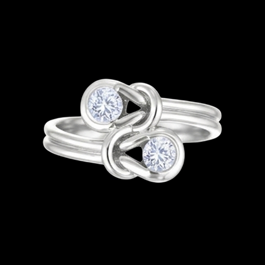 Toi et Moi 1 Carat Genuine Natural Earth Mined Diamond Knot Style Wedding Engagement Ring