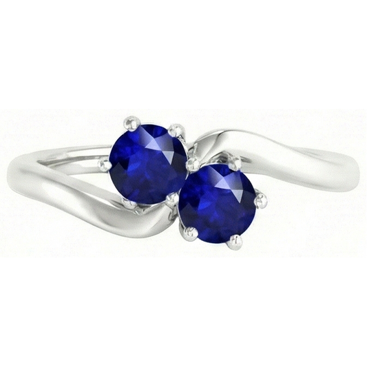 Toi et Moi Anniversary Ring Round Ceylon Sapphire 4 Carats Prong Set