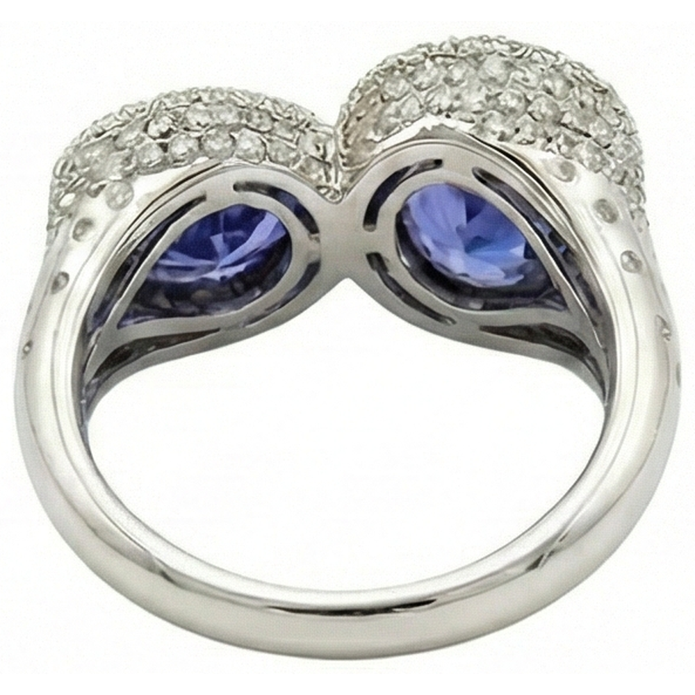 Toi et Moi Tanzanite Solitaire Ring With Natural Earth Mined DIAMOND ( NOT LAB GROWN )s Accents 5.50 Carats