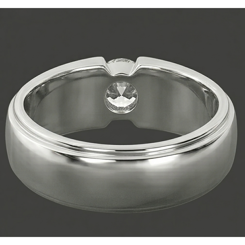 Trendy Mens Ring Real Round Natural Earth Mined Diamond Solitaire