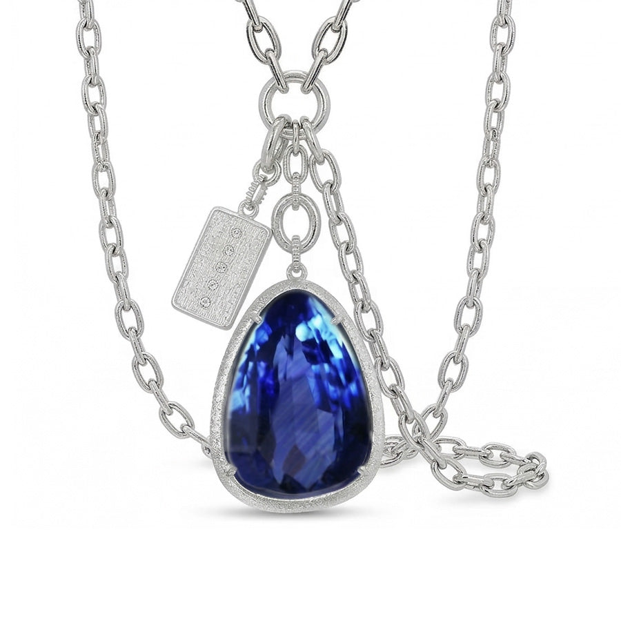 Triangle Shape Sapphire Dog Tag Pendant Men’s Gold