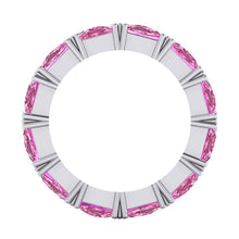 Trilliant Pink Genuine Sapphire Diamond Eternity Band 9 Ct  Jewelry