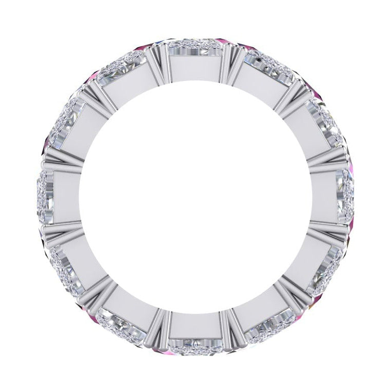 Trilliant Pink Genuine Sapphire Diamond Band 9 Ct Gemstone Jewelry