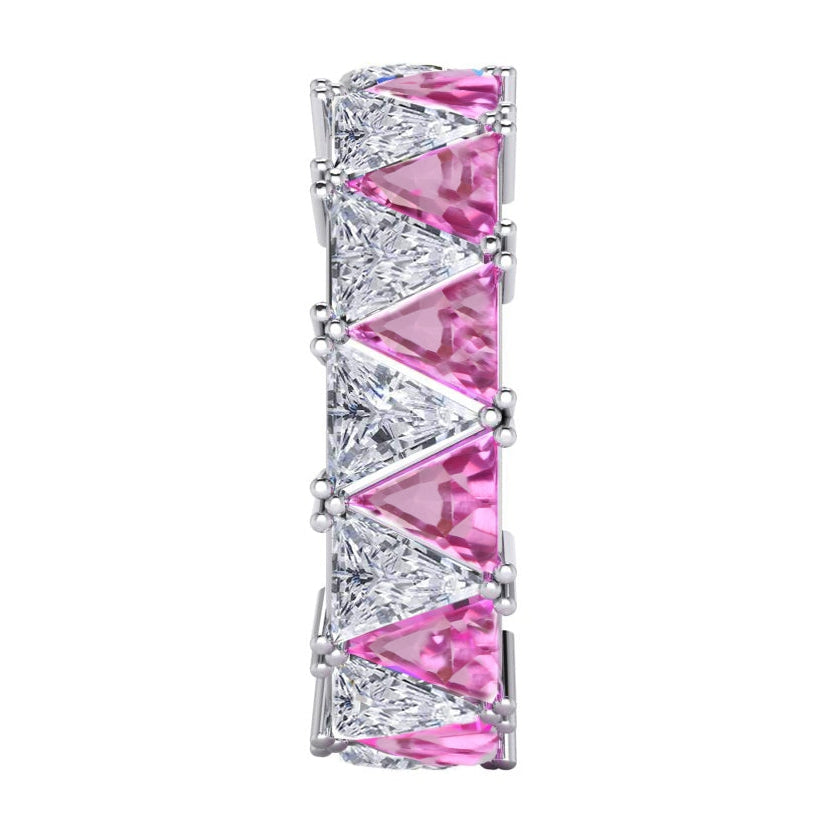 Trilliant Pink Genuine  Diamond Eternity Band 9 Ct Gemstone Jewelry