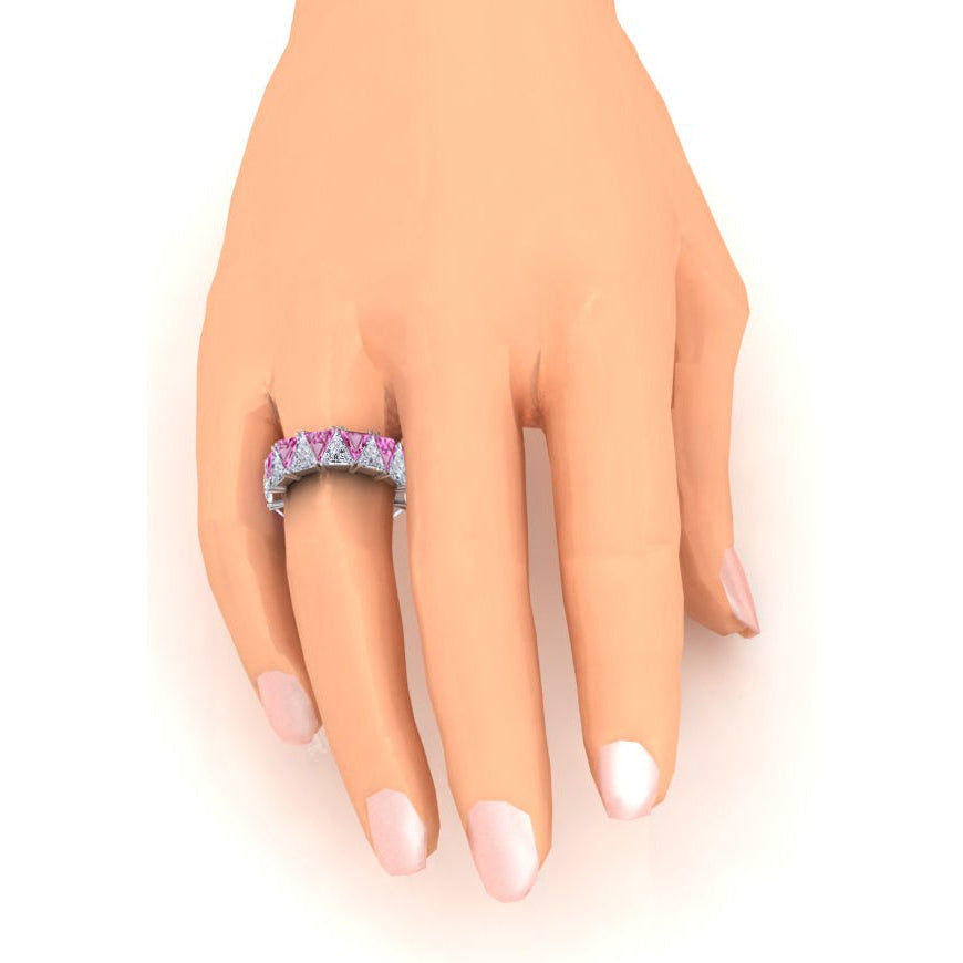 Genuine Sapphire Diamond Eternity Band 9 Ct Gemstone Jewelry
