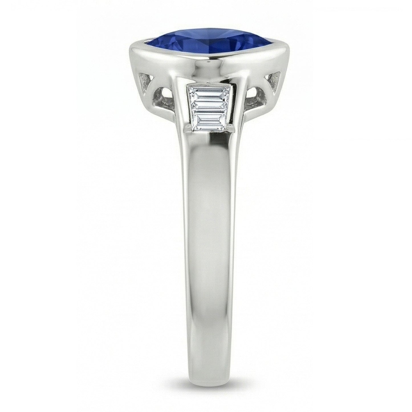 Trillion Ceylon Blue Sapphire Natural Earth Mined DIAMOND ( NOT LAB GROWN )s Engagement Ring 1.25 Ct New