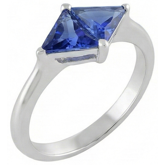 natural trillion sapphire 2ct ring front view